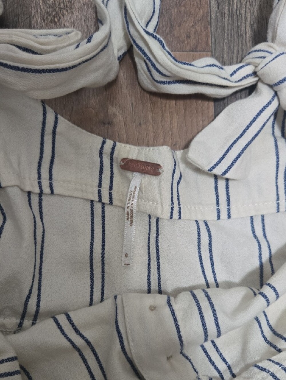 Free People Cream Jumpsuit with Navy Stripes - Picture 3 of 5